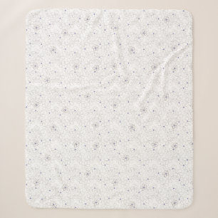Handgetrokken Taupe White Flower Sherpa Blanket Deken