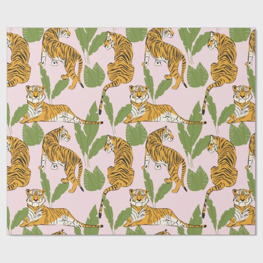 Handgetrokken tijger naadloos patroon, grote katte cadeaupapier (Vlak)