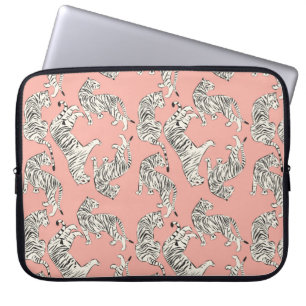 Handgetrokken tijger naadloos patroon, grote katte laptop sleeve