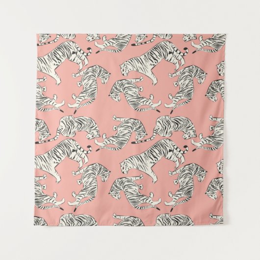 Handgetrokken tijger naadloos patroon, grote katte wandkleed (Voorkant (horizontaal))