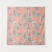 Handgetrokken tijger naadloos patroon, grote katte wandkleed (Voorkant)