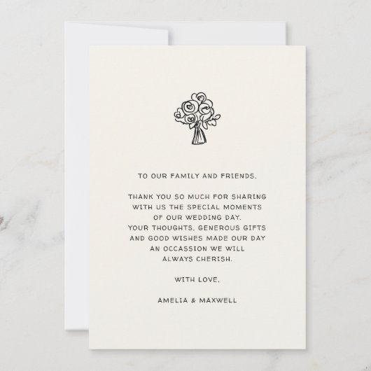 Handgetrokken trendy trouwauto script grillig bedankkaart (Achterkant)