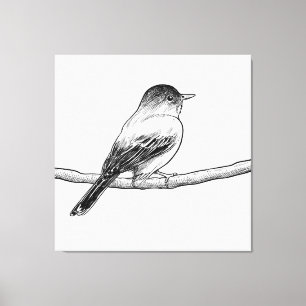 Handgetrokken vogelillustratie canvas afdruk