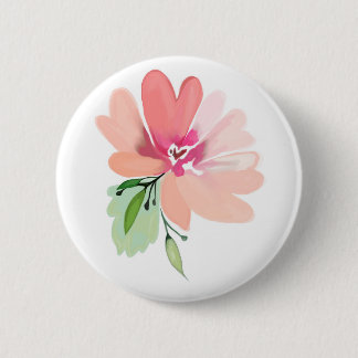 Handgetrokken waterverf bloemknop ronde button 5,7 cm