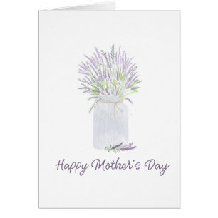 Handgetrokken waterverf lavender jar Happy Moeder