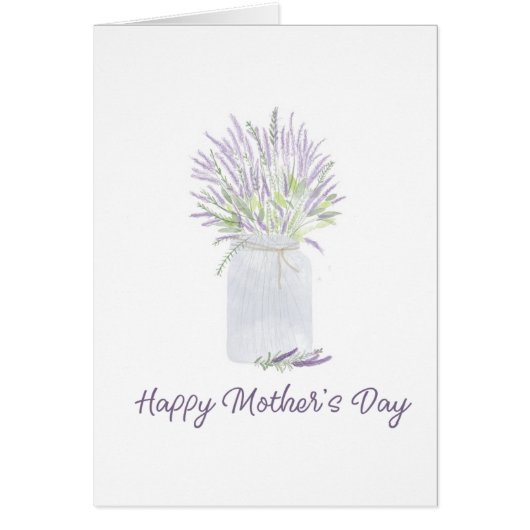 Handgetrokken waterverf lavender jar Happy Moeder (Voorkant)