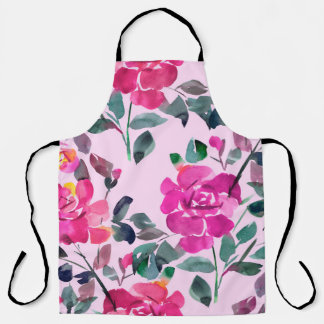 Handgetrokken waterverf opulente rozen. Floral-zee Schort