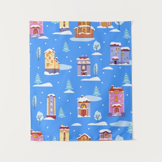 Handgetrokken winter naadloos patroon met schattig wandkleed (Voorkant)