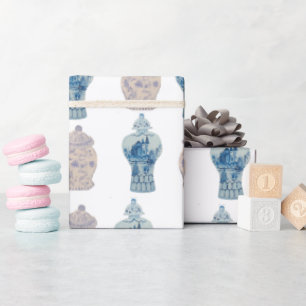Handgeverfde Chinoiserie Blue Ginger Jar Wrapping Cadeaupapier