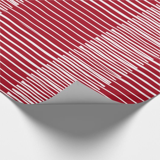 Handgeverfde strepen, met pit, rode en witte kerst cadeaupapier (Hoek)