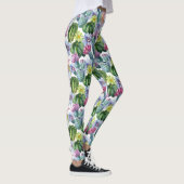 Handgeverfde Waterverf Cactus Patroon 2 Leggings (Rechts)