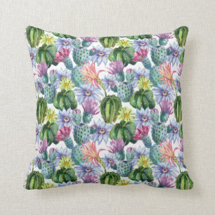 Handgeverfde Waterverf Cactus Patroon Kussen