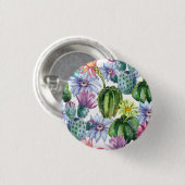 Handgeverfde Waterverf Cactus Patroon Ronde Button 3,2 Cm (Voorkant /achterkant)