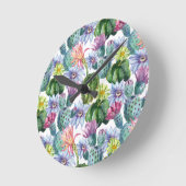 Handgeverfde Waterverf Cactus Patroon Ronde Klok (Hoek)