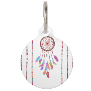 Handgeverfde Waterverf drocatcher Beads Veer Huisdierpenning
