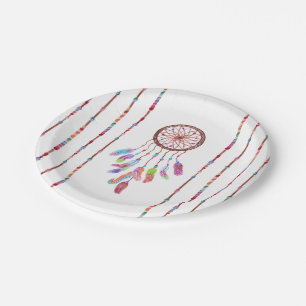 Handgeverfde Waterverf drocatcher Beads Veer Papieren Bordje