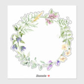 Handgeverfde Waterverf Wilde bloemen met Lijst Sticker (Vel)