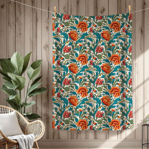 Handgeweven William Morris Rich Botanische Motieve Fleece Deken
