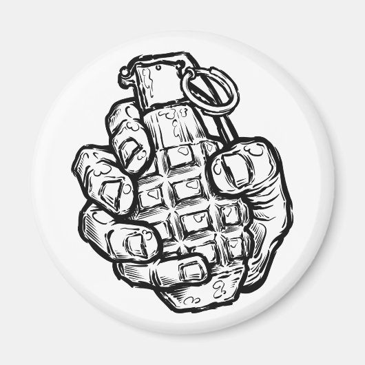 Handgranaat in stripstijl magneet (Voorkant)