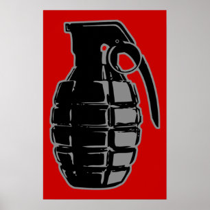 Handgrenade - grijs poster