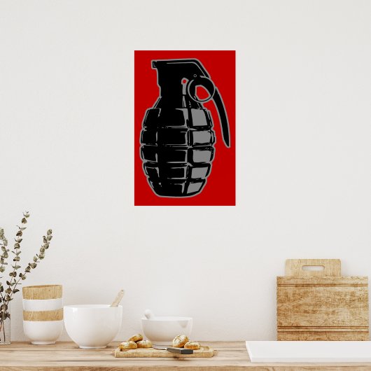 Handgrenade - grijs poster (Keuken)