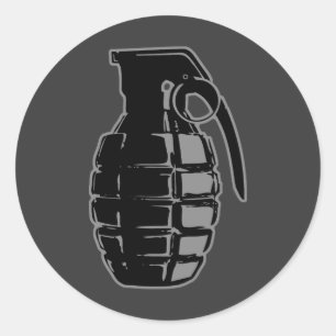Handgrenade - grijs ronde sticker