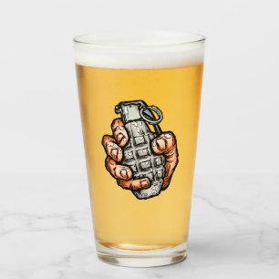 Handgrenade in stripstijl glas