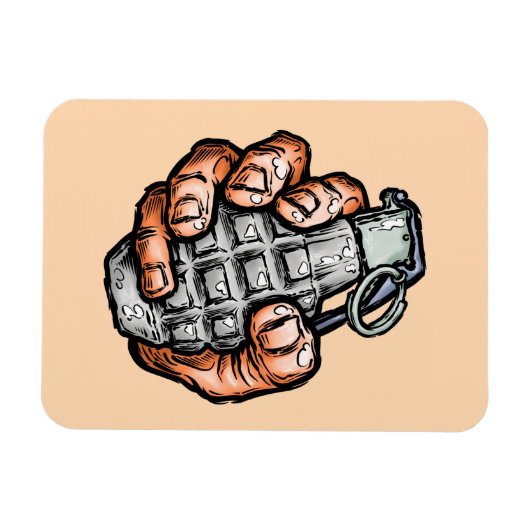 Handgrenade in stripstijl magneet (Horizontaal)