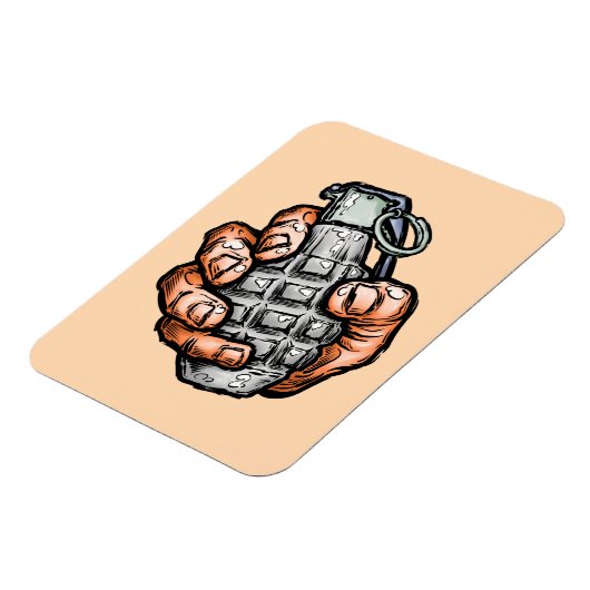 Handgrenade in stripstijl magneet (Linkerzijde)