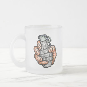 Handgrenade in stripstijl matglas koffiemok