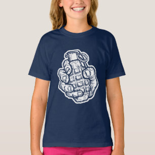 Handgrenade in stripstijl t-shirt