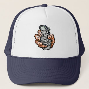 Handgrenade in stripstijl trucker pet