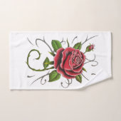 Handhanddoek "Tattoo Style Red Rose" Handdoek (Handdoek)