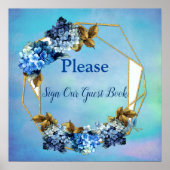 Handhoeden van blauwe Waterverf Hydrangeas Guest B Poster (Voorkant)