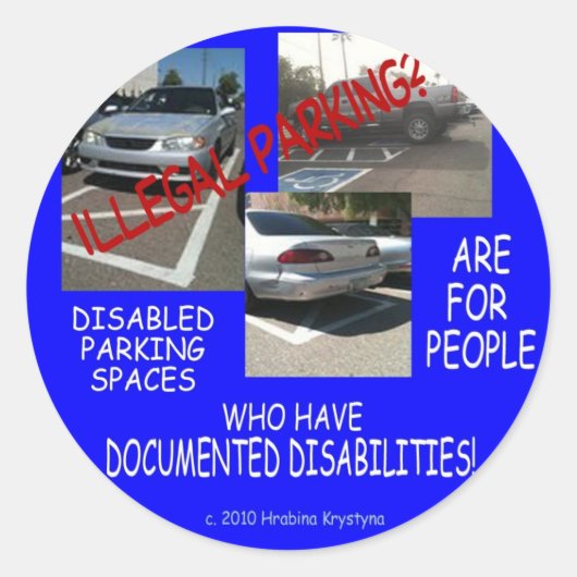 HANDICAP PARKING 9 RONDE STICKER (Voorkant)