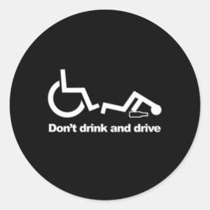 Handicap Rolstoel niet Drinken en rijden Ronde Sticker