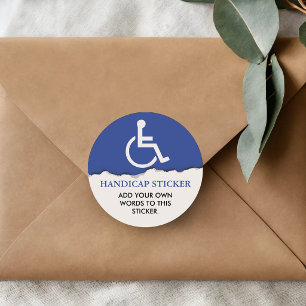 Handicap Symbool Aangepaste Tekst Ronde Sticker