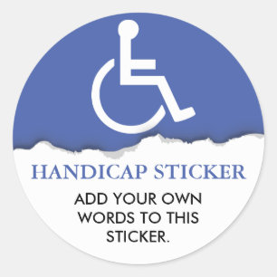 Handicap Symbool Aangepaste tekst Ronde Sticker