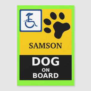 HANDICAPED DOG AAN BOARD Dog's Name Sign Magnet
