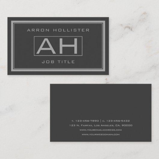 Handig grijs en donkergrijs visitekaartje (Voorkant / Achterkant)