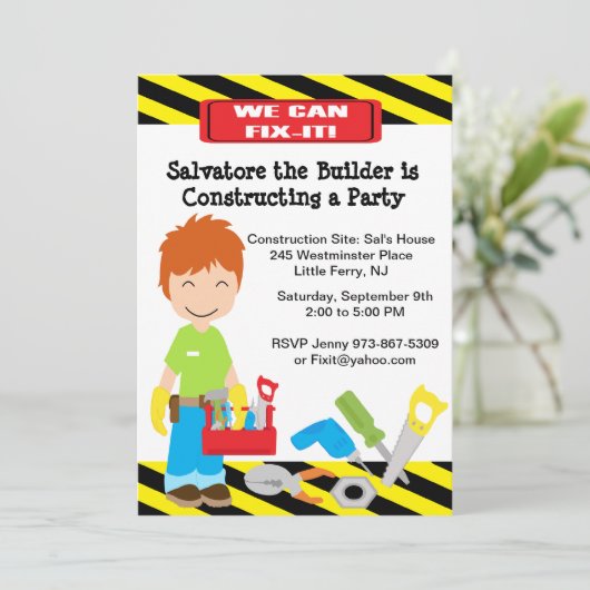 Handige Fix it Boys Birthday Uitnodiging (Staand voorkant)