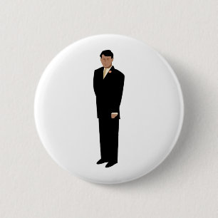 Handige groom in Stropdas Ronde Button 5,7 Cm