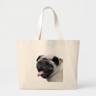 Handige witte Pug-fotoaccessoires, namen toevoegen Grote Tote Bag