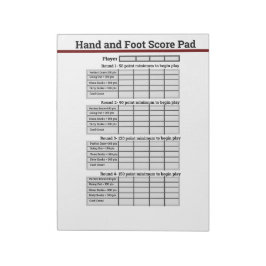 Handje- en voetkaartgame-score notitieblok