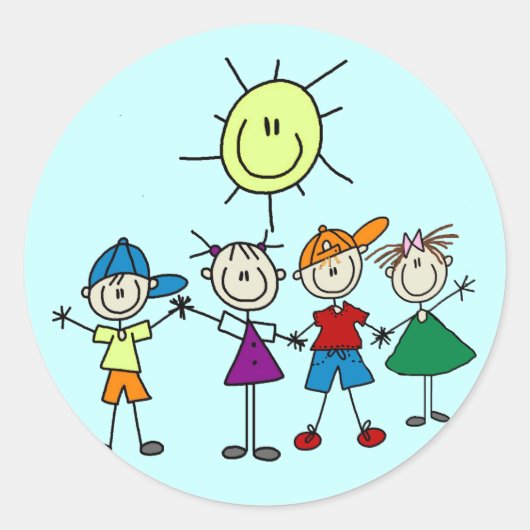 Handje in hand Afbeelding Kinder overhemden en cad Ronde Sticker (Voorkant)