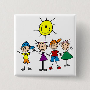 Handje in hand Afbeelding Kinder overhemden en cad Vierkante Button 5,1 Cm