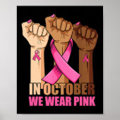 Handje In oktober draag we roze borstkankerwaarsch Poster (Voorkant)
