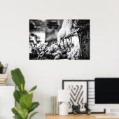 Handje met een roos begraafplaats poster (Thuiskantoor)