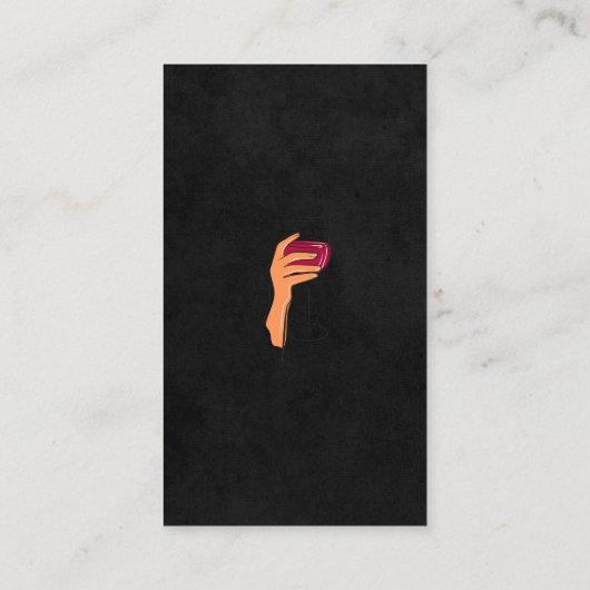 Handje met glas wijn visitekaartje (Achterkant)