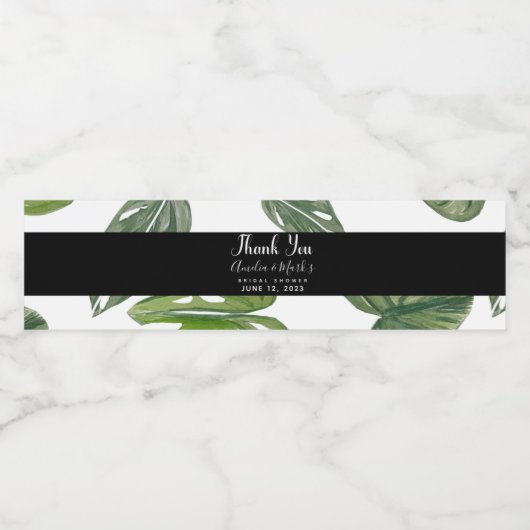 Handje Waterverf Monstera Adansonii Leaf Bridal Waterfles Etiket (Enkel label)